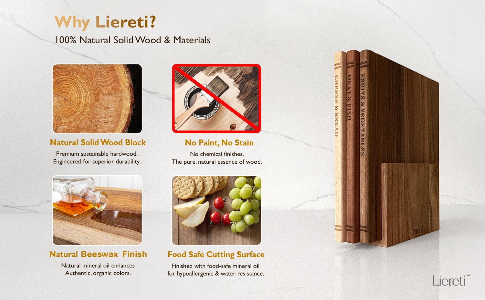 Liereti solid wood material and natural finish features